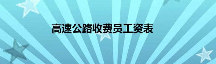 高速公路收费员工资表