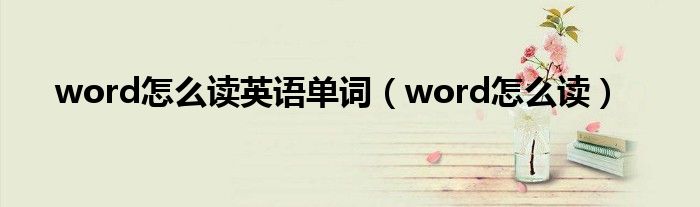 word怎么读英语单词（word怎么读）