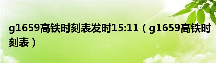 g1659高铁时刻表发时15:11（g1659高铁时刻表）