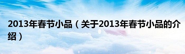 2013年春节小品（关于2013年春节小品的介绍）