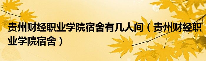 贵州财经职业学院宿舍有几人间（贵州财经职业学院宿舍）