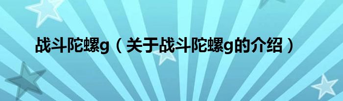 战斗陀螺g（关于战斗陀螺g的介绍）