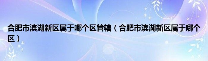 合肥市滨湖新区属于哪个区管辖（合肥市滨湖新区属于哪个区）