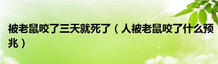 被老鼠咬了三天就死了（人被老鼠咬了什么预兆）