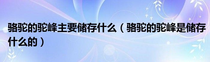 骆驼的驼峰主要储存什么（骆驼的驼峰是储存什么的）