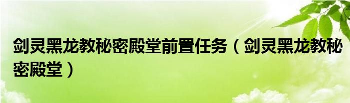 剑灵黑龙教秘密殿堂前置任务（剑灵黑龙教秘密殿堂）