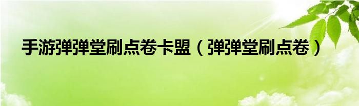 手游弹弹堂刷点卷卡盟（弹弹堂刷点卷）