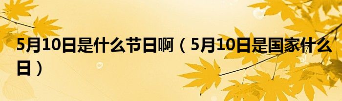 5月10日是什么节日啊（5月10日是国家什么日）