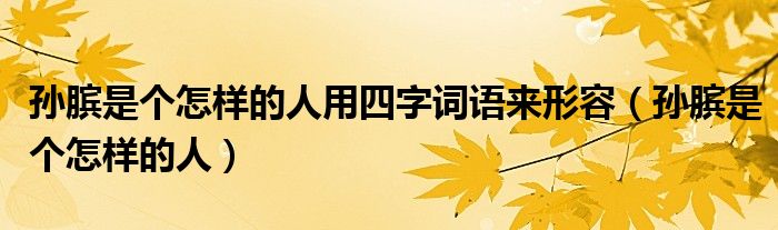 孙膑是个怎样的人用四字词语来形容（孙膑是个怎样的人）