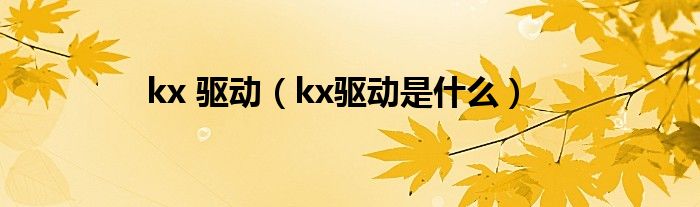 kx 驱动（kx驱动是什么）