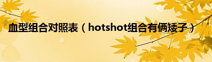 血型组合对照表（hotshot组合有俩矮子）