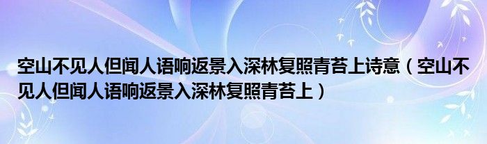 空山不见人但闻人语响返景入深林复照青苔上诗意（空山不见人但闻人语响返景入深林复照青苔上）