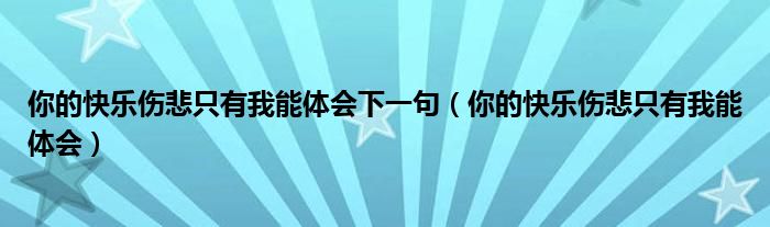 你的快乐伤悲只有我能体会下一句（你的快乐伤悲只有我能体会）