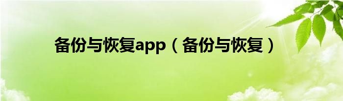 备份与恢复app（备份与恢复）