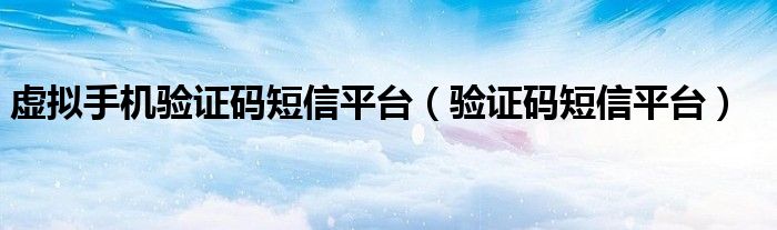 虚拟手机验证码短信平台（验证码短信平台）