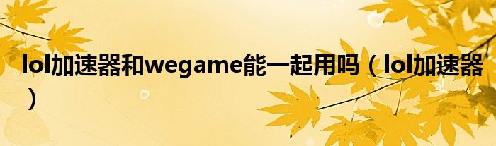 lol加速器和wegame能一起用吗（lol加速器）