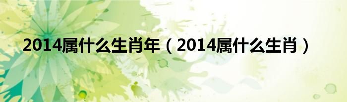 2014属什么生肖年（2014属什么生肖）