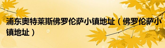 浦东奥特莱斯佛罗伦萨小镇地址（佛罗伦萨小镇地址）