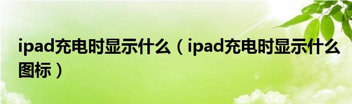 ipad充电时显示什么（ipad充电时显示什么图标）