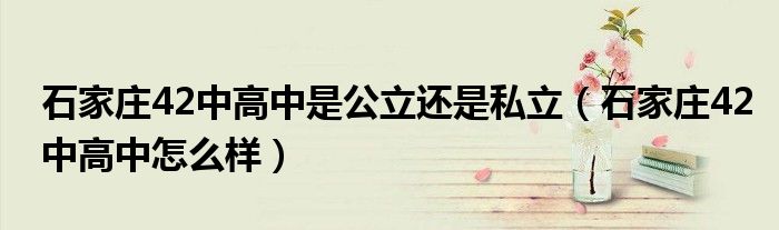 石家庄42中高中是公立还是私立（石家庄42中高中怎么样）