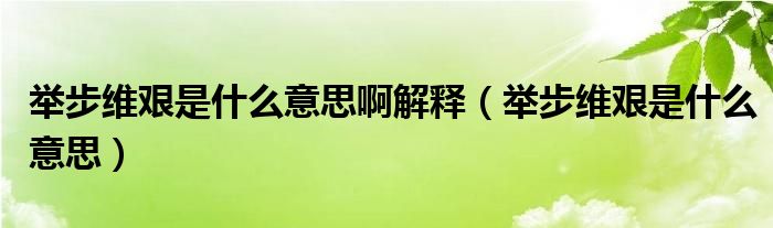 举步维艰是什么意思啊解释（举步维艰是什么意思）