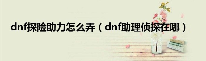 dnf探险助力怎么弄（dnf助理侦探在哪）