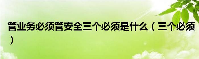 管业务必须管安全三个必须是什么（三个必须）