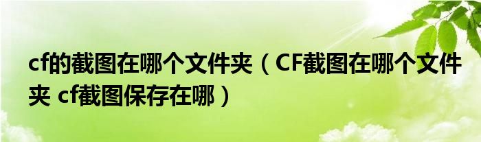 cf的截图在哪个文件夹（CF截图在哪个文件夹 cf截图保存在哪）