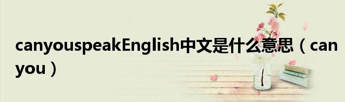 canyouspeakEnglish中文是什么意思（canyou）