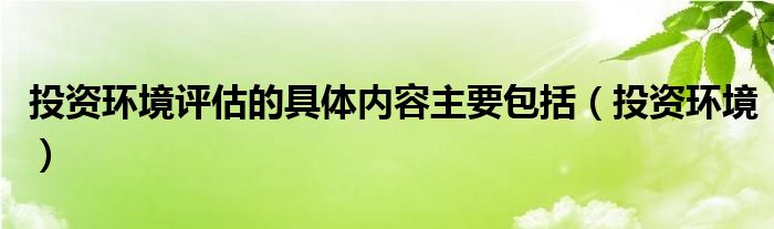 投资环境评估的具体内容主要包括（投资环境）