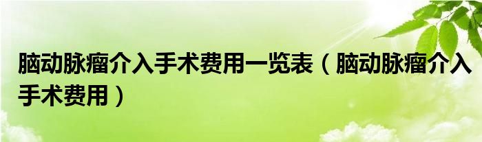 脑动脉瘤介入手术费用一览表（脑动脉瘤介入手术费用）