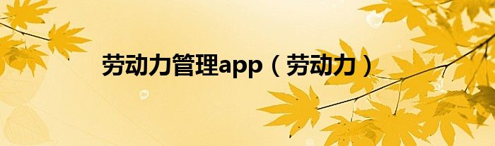 劳动力管理app（劳动力）