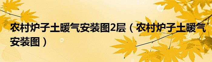 农村炉子土暖气安装图2层（农村炉子土暖气安装图）