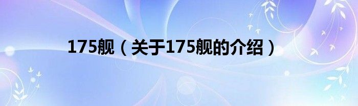 175舰（关于175舰的介绍）