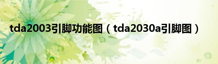 tda2003引脚功能图（tda2030a引脚图）