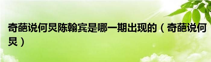 奇葩说何炅陈翰宾是哪一期出现的（奇葩说何炅）