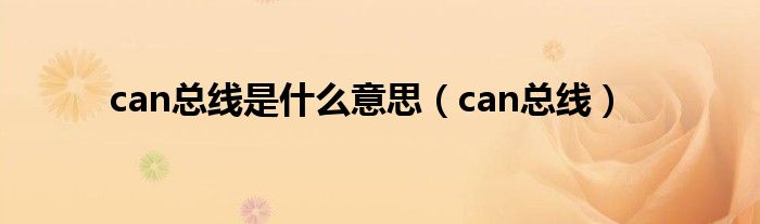 can总线是什么意思（can总线）