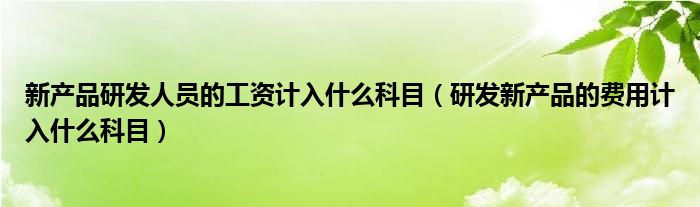 新产品研发人员的工资计入什么科目（研发新产品的费用计入什么科目）