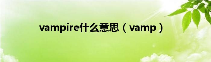 vampire什么意思（vamp）