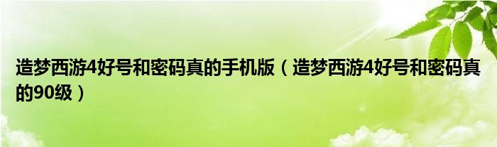 造梦西游4好号和密码真的手机版（造梦西游4好号和密码真的90级）