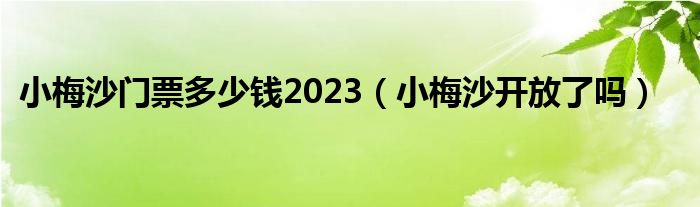 小梅沙门票多少钱2023（小梅沙开放了吗）