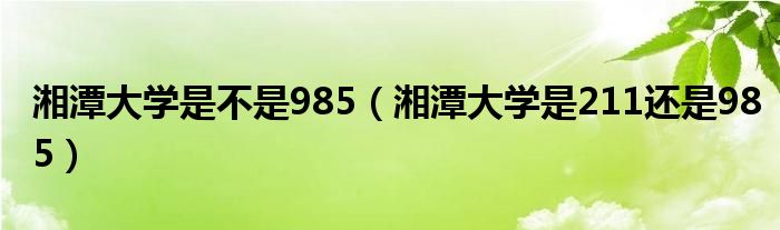 湘潭大学是不是985（湘潭大学是211还是985）