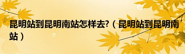 昆明站到昆明南站怎样去?（昆明站到昆明南站）