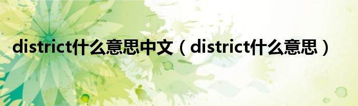 district什么意思中文（district什么意思）