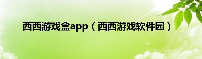 西西游戏盒app（西西游戏软件园）