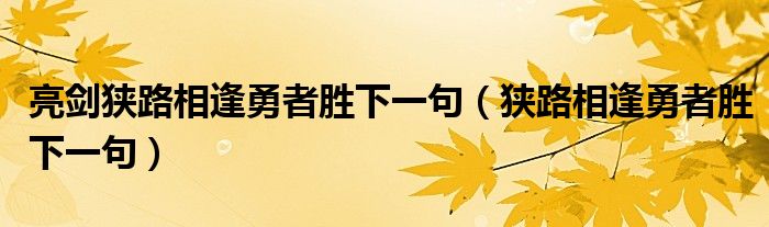 亮剑狭路相逢勇者胜下一句（狭路相逢勇者胜下一句）