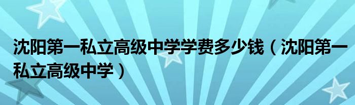 沈阳第一私立高级中学学费多少钱（沈阳第一私立高级中学）