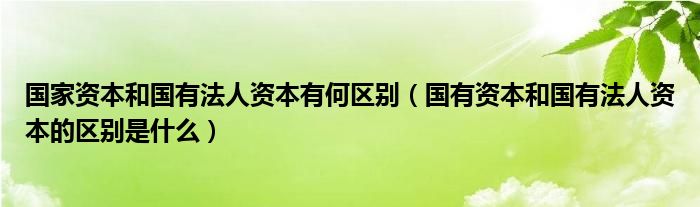 国家资本和国有法人资本有何区别（国有资本和国有法人资本的区别是什么）