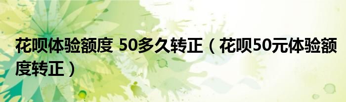 花呗体验额度 50多久转正（花呗50元体验额度转正）