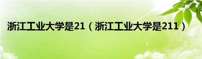 浙江工业大学是21（浙江工业大学是211）